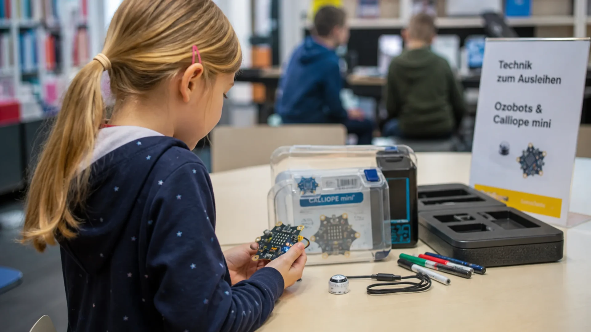 Calliope mini und Ozobots in der Stadtbibliothek Karlsruhe ausleihen