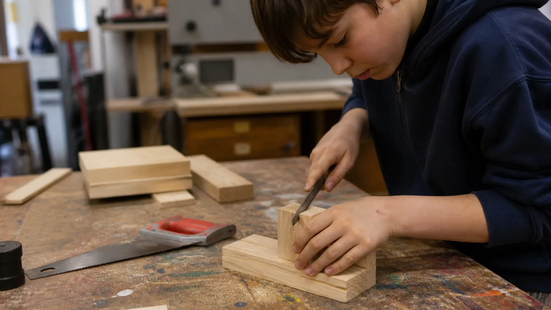 Sägen, Schleifen, Bauen in der Holzwerkstatt