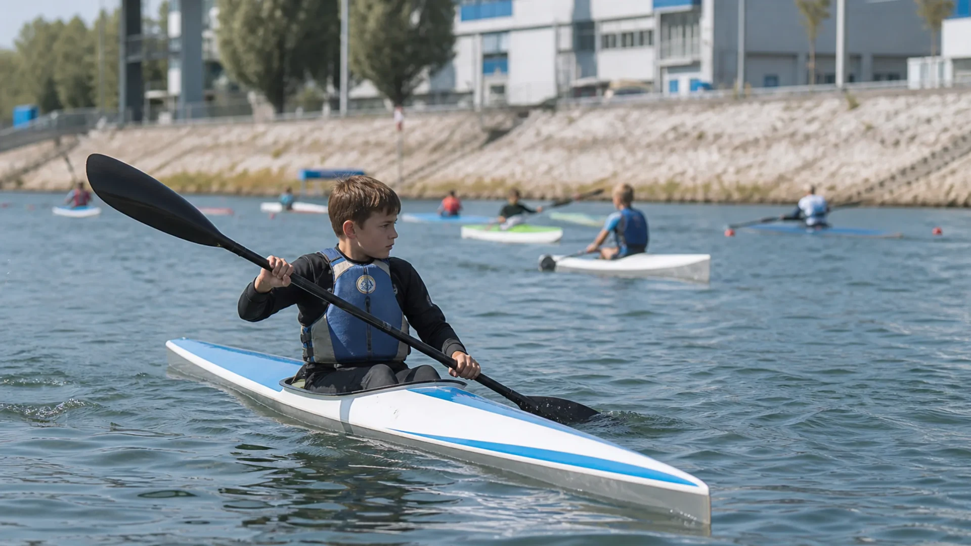 Kanu-Rennsport Kindertraining in Karlsruhe Rheinhafen