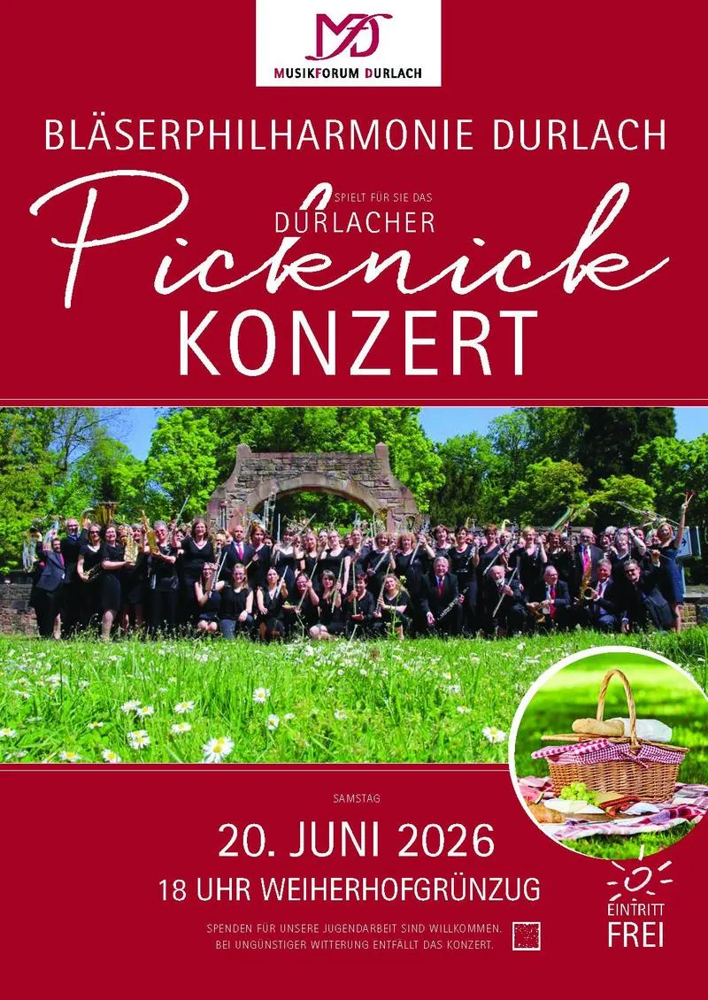 Picknick-Konzert der Bläserphilharmonie Durlach im Grünen