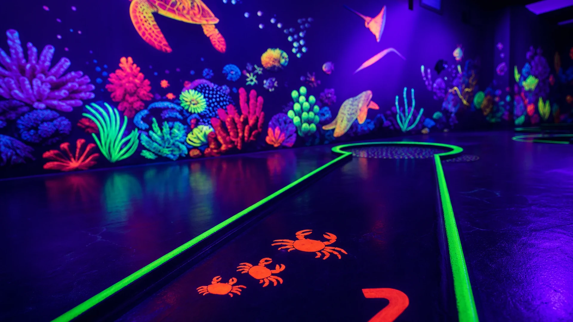 Schwarzlicht-Minigolf in Karlsruhe