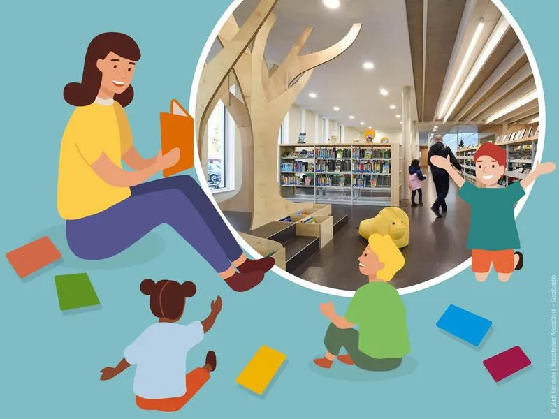 Vorlesestunde für Kinder in der Stadtbibliothek Mühlburg